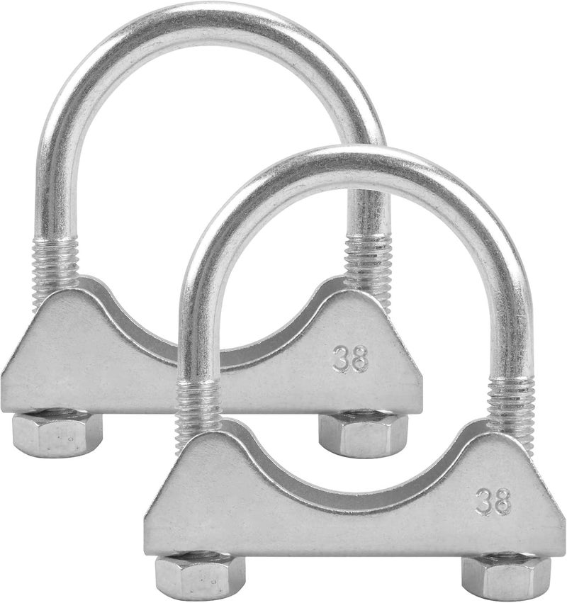 GESEXI 1.5" U-shaped Exhaust Pipe Clamp Mild Steel Muffler Exhaust Clamps with Anti-Rust Coat Pack of 2 - Image 1